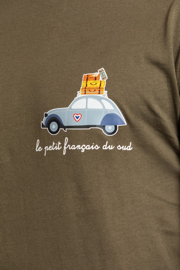  Tee shirt kaki, la petite 2CV voyage dtails