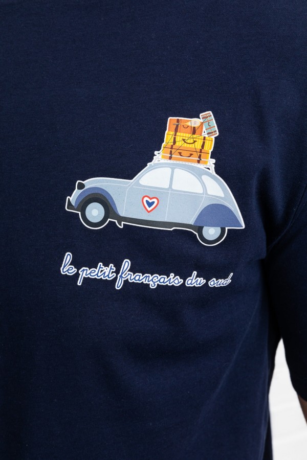  Tee shirt marine, la petite 2CV voyage dtails 