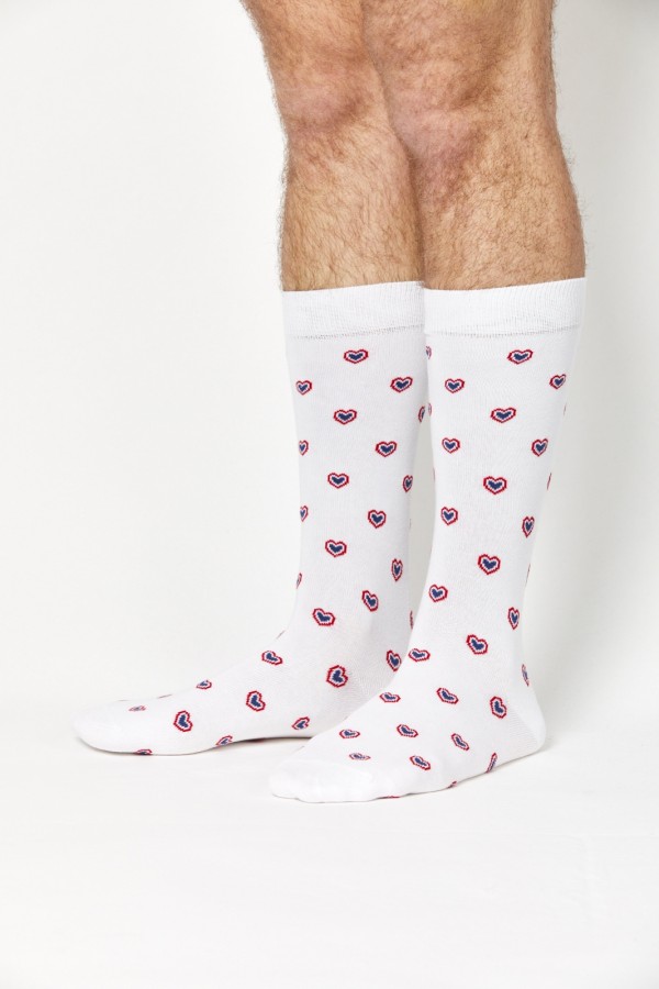 Chaussettes multi coeurs blanches
