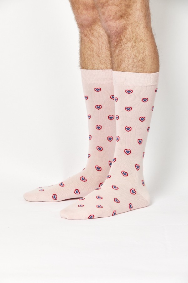 Chaussettes multi coeurs rose ple
