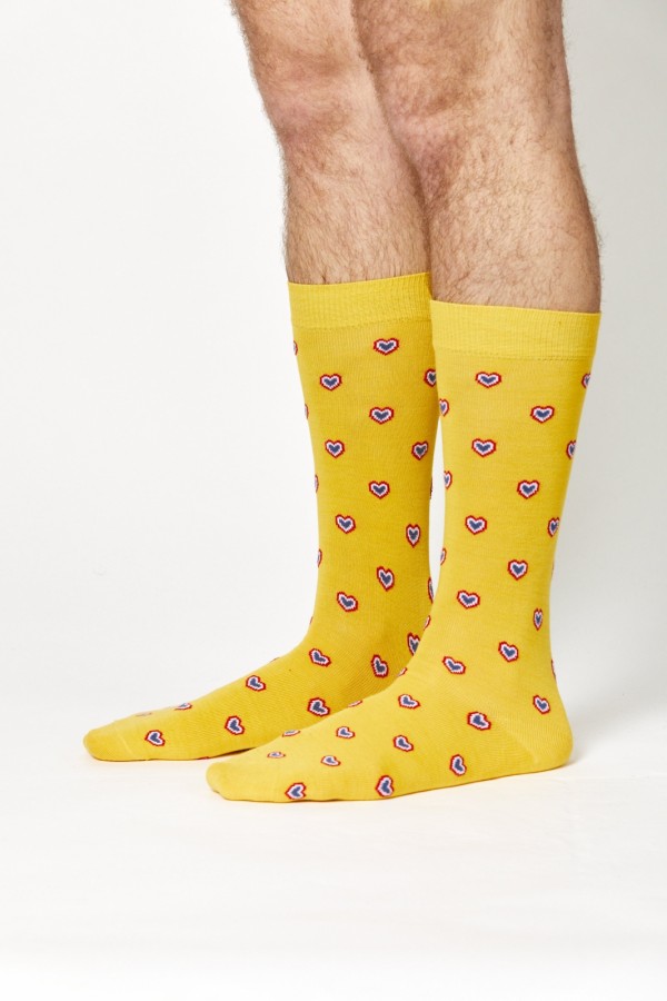 Chaussettes multi coeurs jaunes