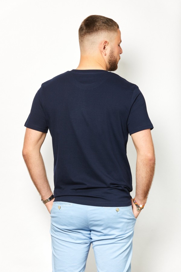 Tee Shirt col rond marine patch dos