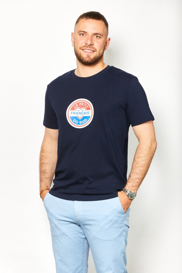 Tee Shirt col rond marine patch 