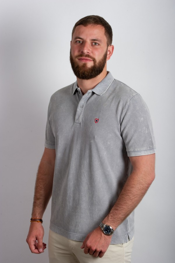 Polo Antonin gris liser col noir 2026