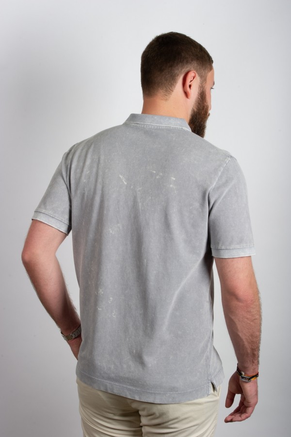 Polo gris dlav CHARLES - 100% coton bio OEKO-TEX - Dos