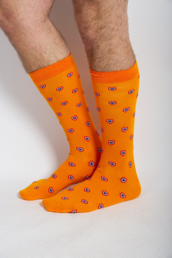 Chaussettes multi coeurs oranges