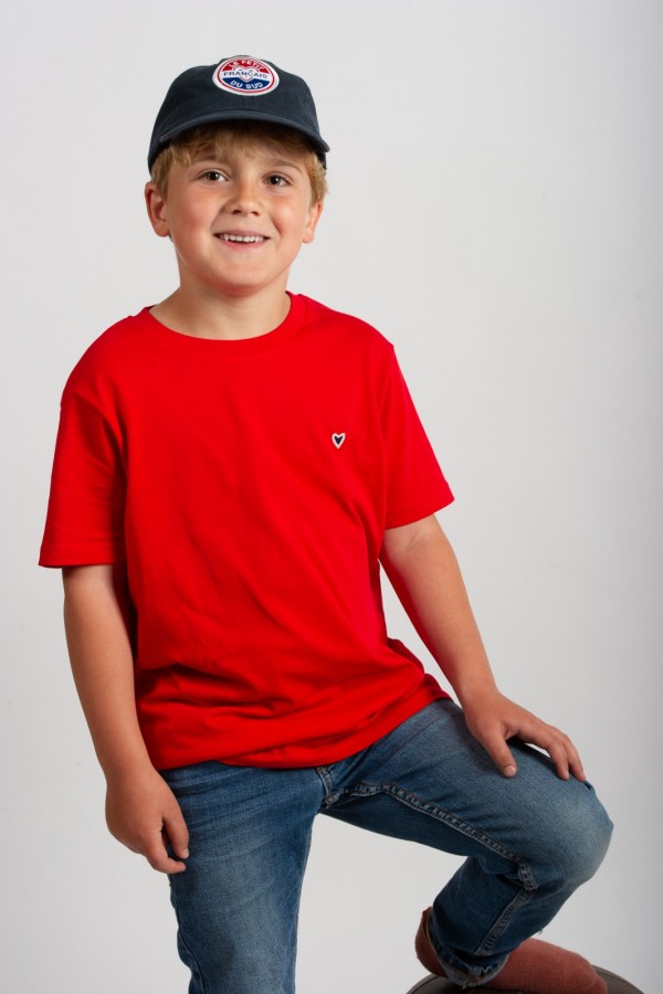 T-shirt col rond rouge 