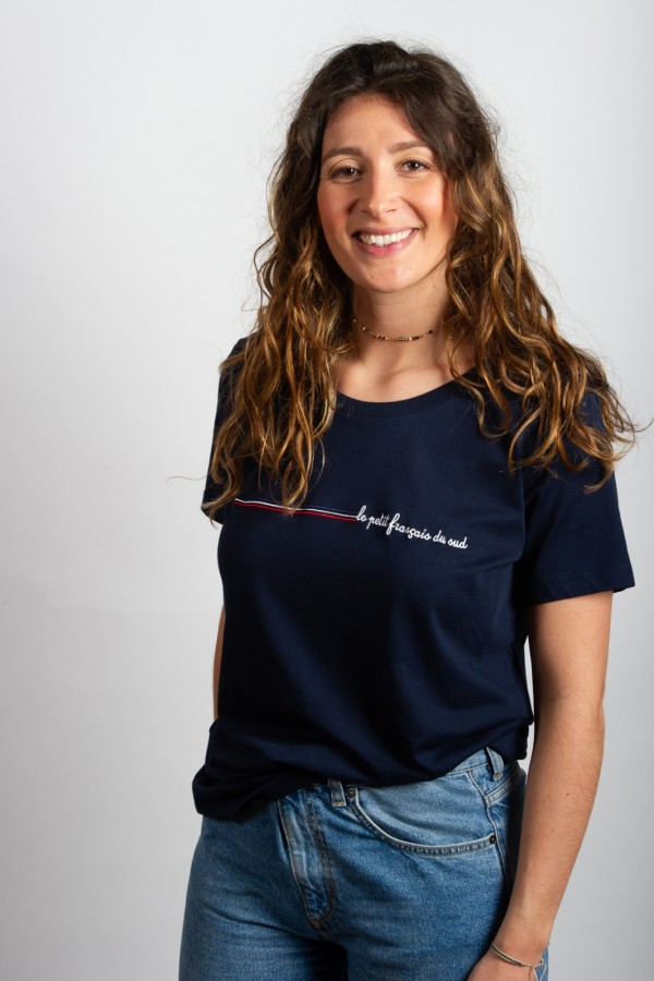 T-shirt marine bande tricolore