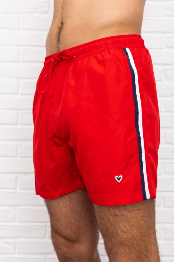 Maillot de bain rouge avec bandes tricolores