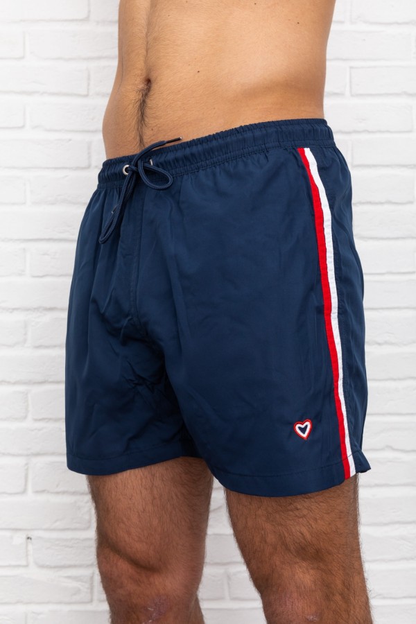 Maillot de bain marine avec bandes tricolores