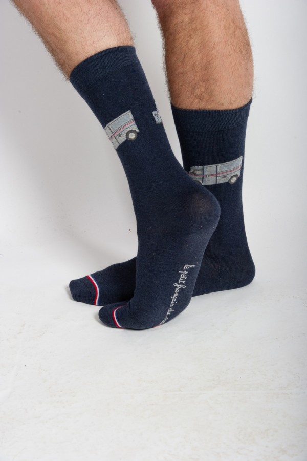 Chaussettes 2CV ski bleu denim