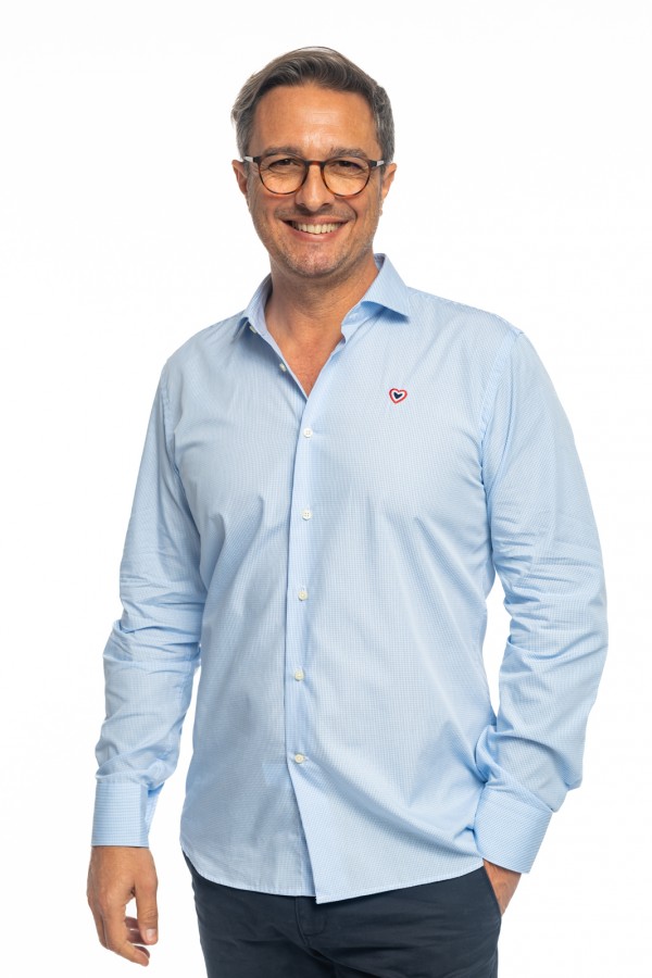 Chemise bleu ciel vichy 