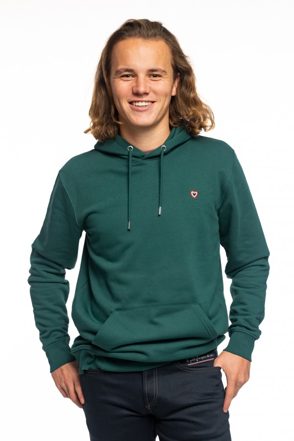 Sweat  capuche vert fonc GASPARD - Coton biologique