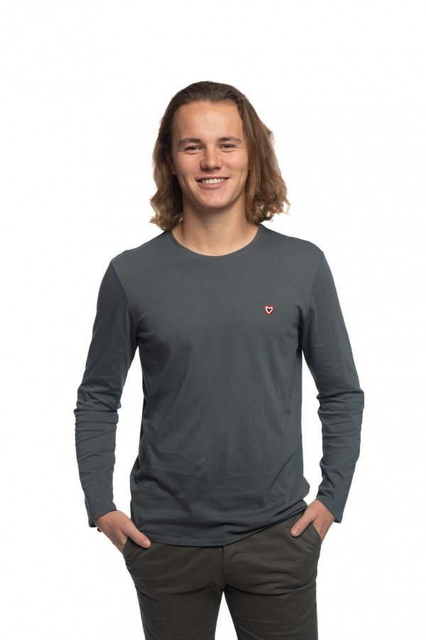 Tee Shirt manches longues gris chin logo coeur poitrine 