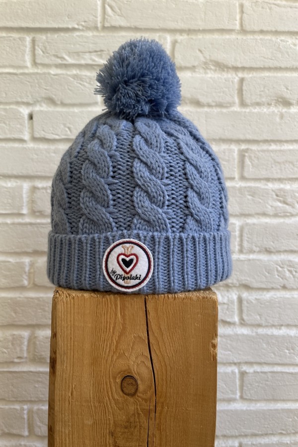 Bonnet pompon MR DUSSE bleu marine 