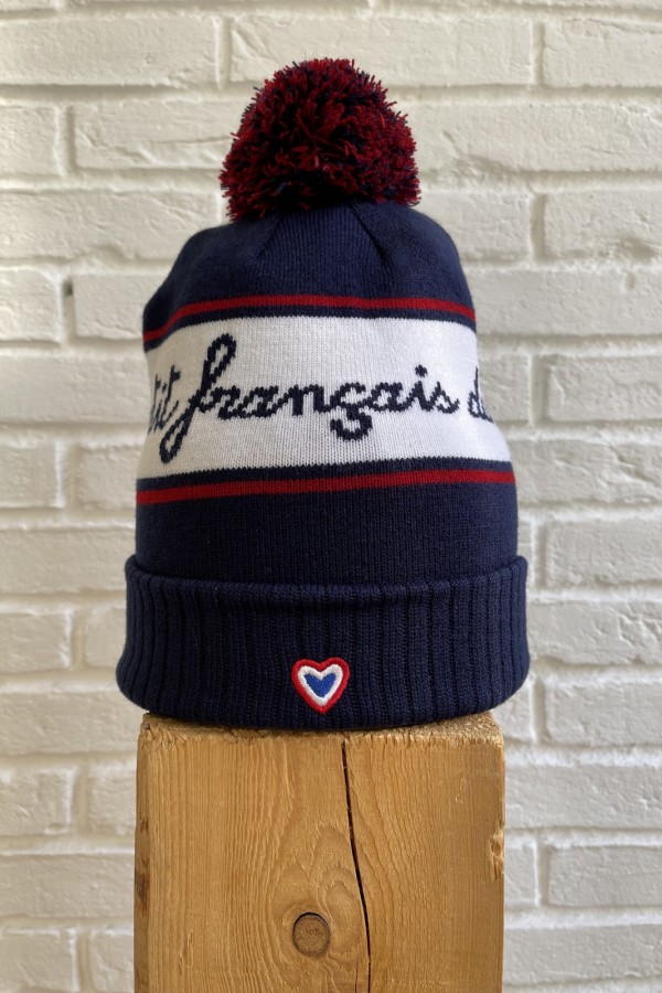 Bonnet ski vintage bordure tricolore 