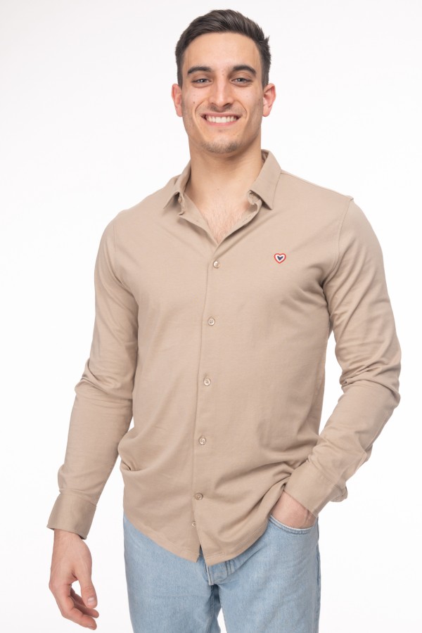 Chemise beige en coton jersey biologique
