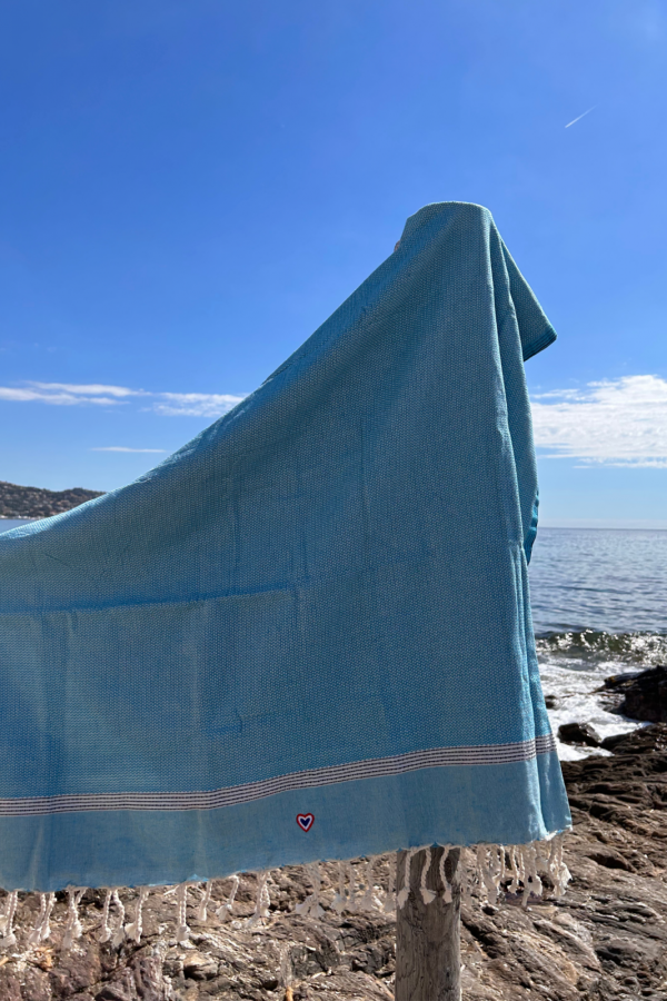 Fouta Rustique bleu azur