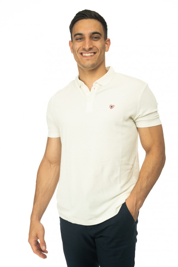 Polo maille gaufr crme 