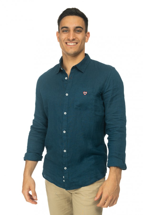 Chemise en lin paon