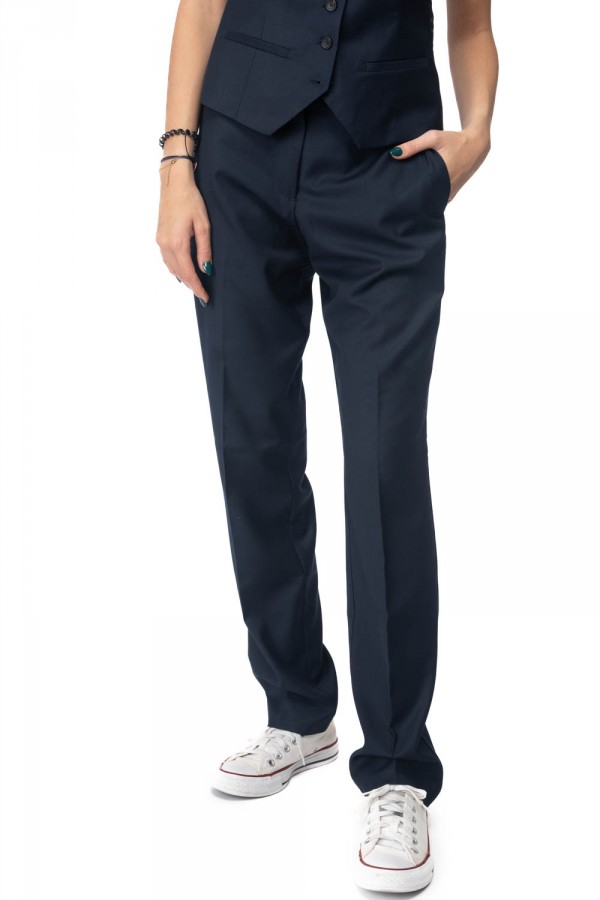 Pantalon de costume marine femme