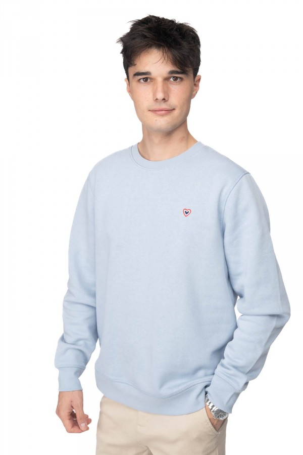  Pull col rond bleu serein