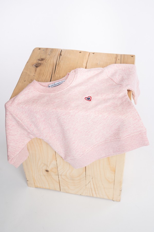 Baby pink cropped crew neck sweatshirt