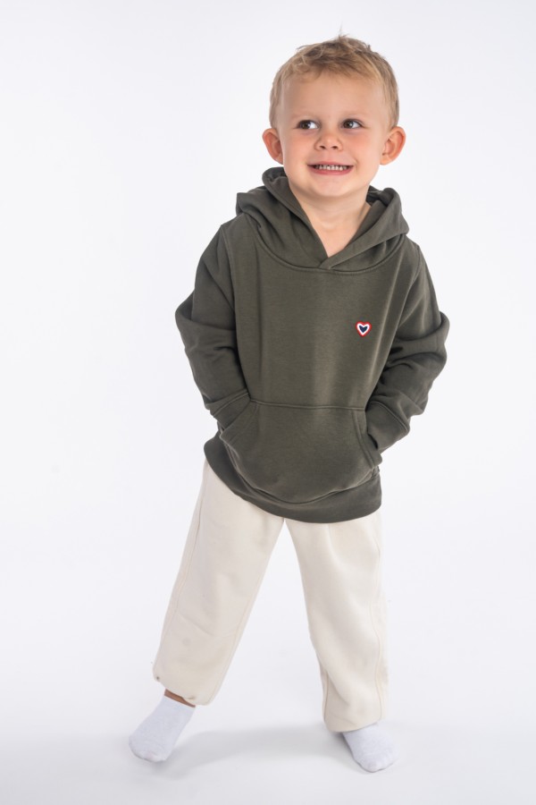 Sweat  capuche kaki enfant