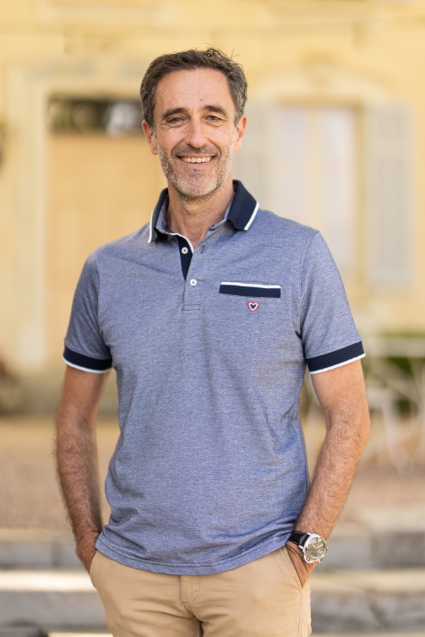 Navy piqu polo with mesh pocket and collar DENIS 