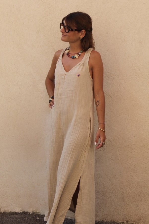 Beige strap dress 