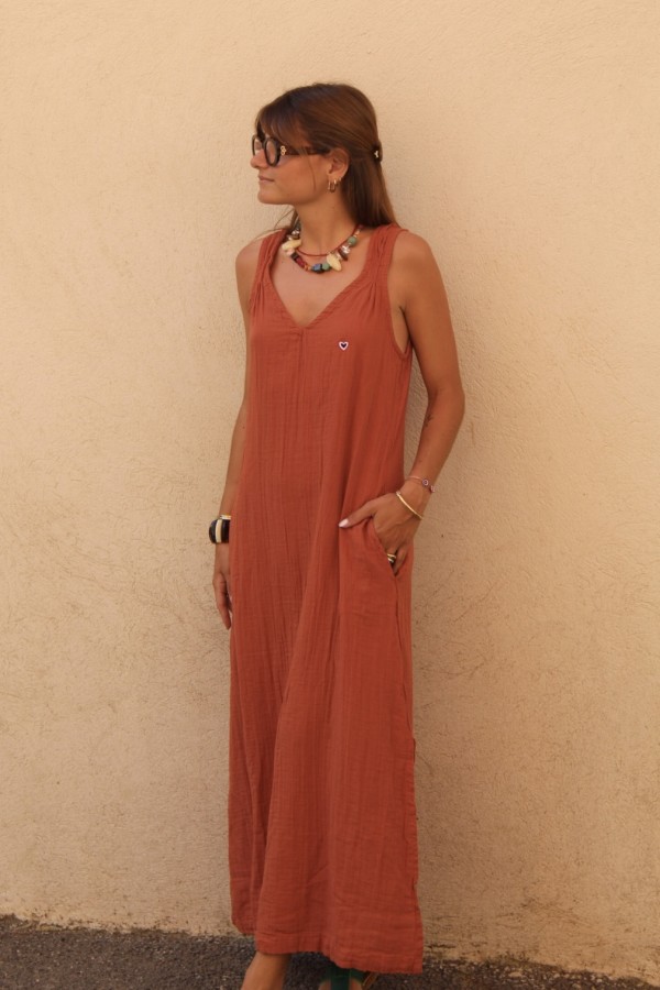 Terracotta strap dress 