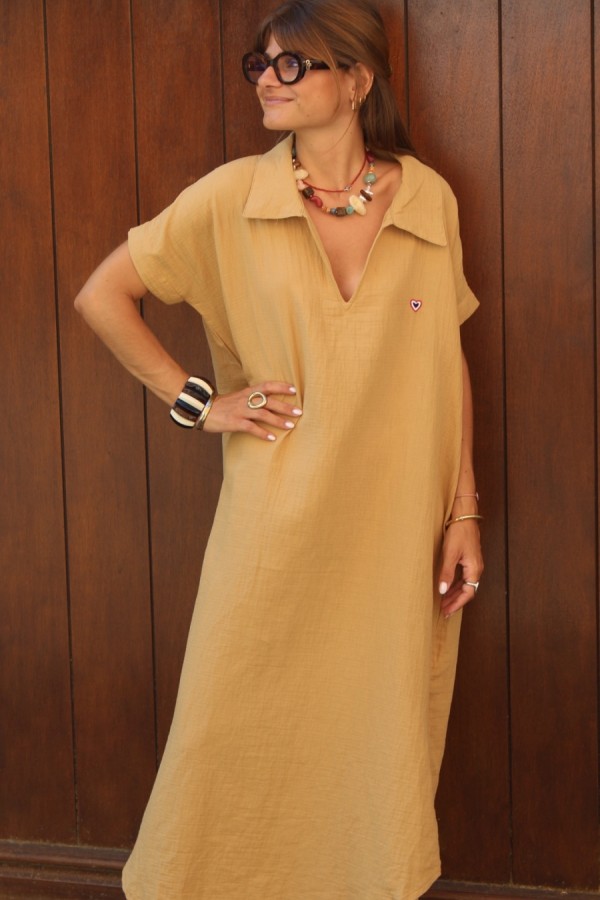 Tunic sleeves cotton gauze cumin 