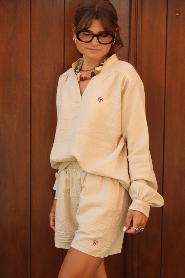 Cotton sand gauze shorts 