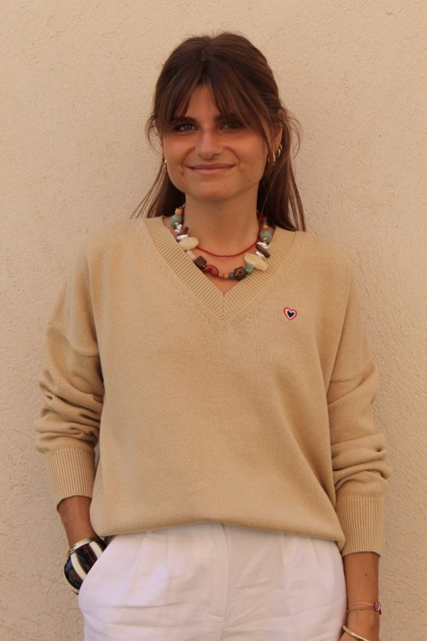 Beige v-neck sweater